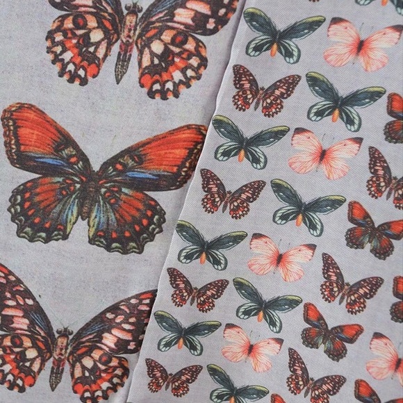 Multicoloured Asymmetrical Butterfly Print Botton Up Blouse - Picture 6 of 6